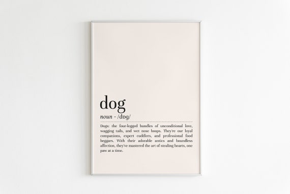 Dog Definition Print, Minimalist Dog Poster