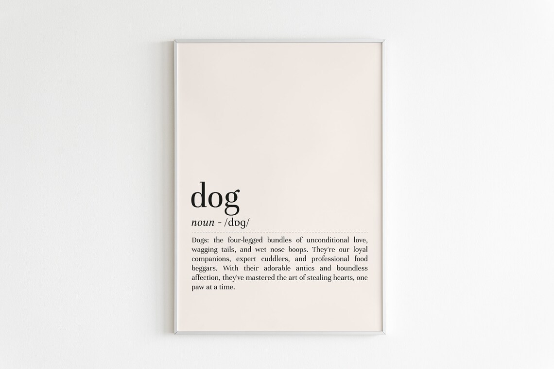 Dog Definition Print, Minimalist Dog Poster
