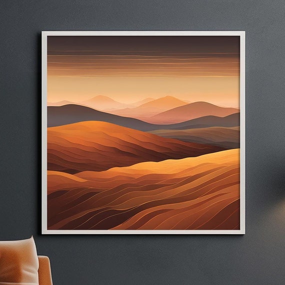 Golden Mountain Canvas Print Or Poster Desert Landscape Wall Art 4