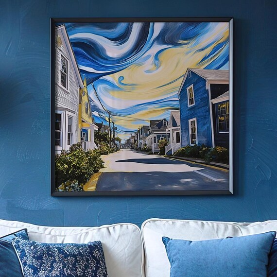 Colorful Coastal Village Poster