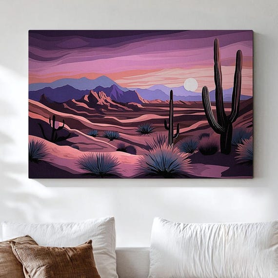 Purple Desert Sunset Art Framedunframed Canvas Print Or Poster Southwest Landscape 62