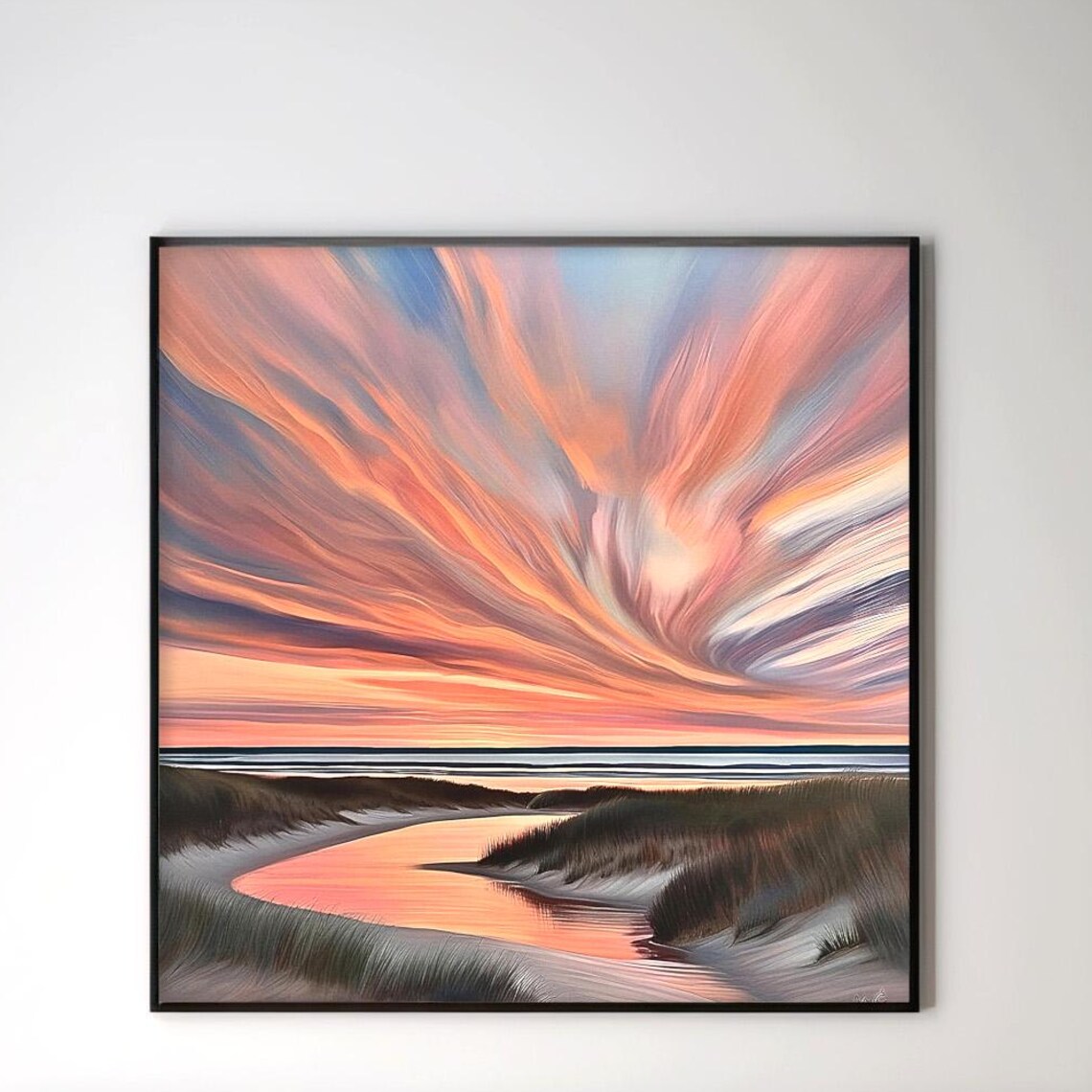 Coastal Sunset Beach Dunes Ocean Sky Art Print