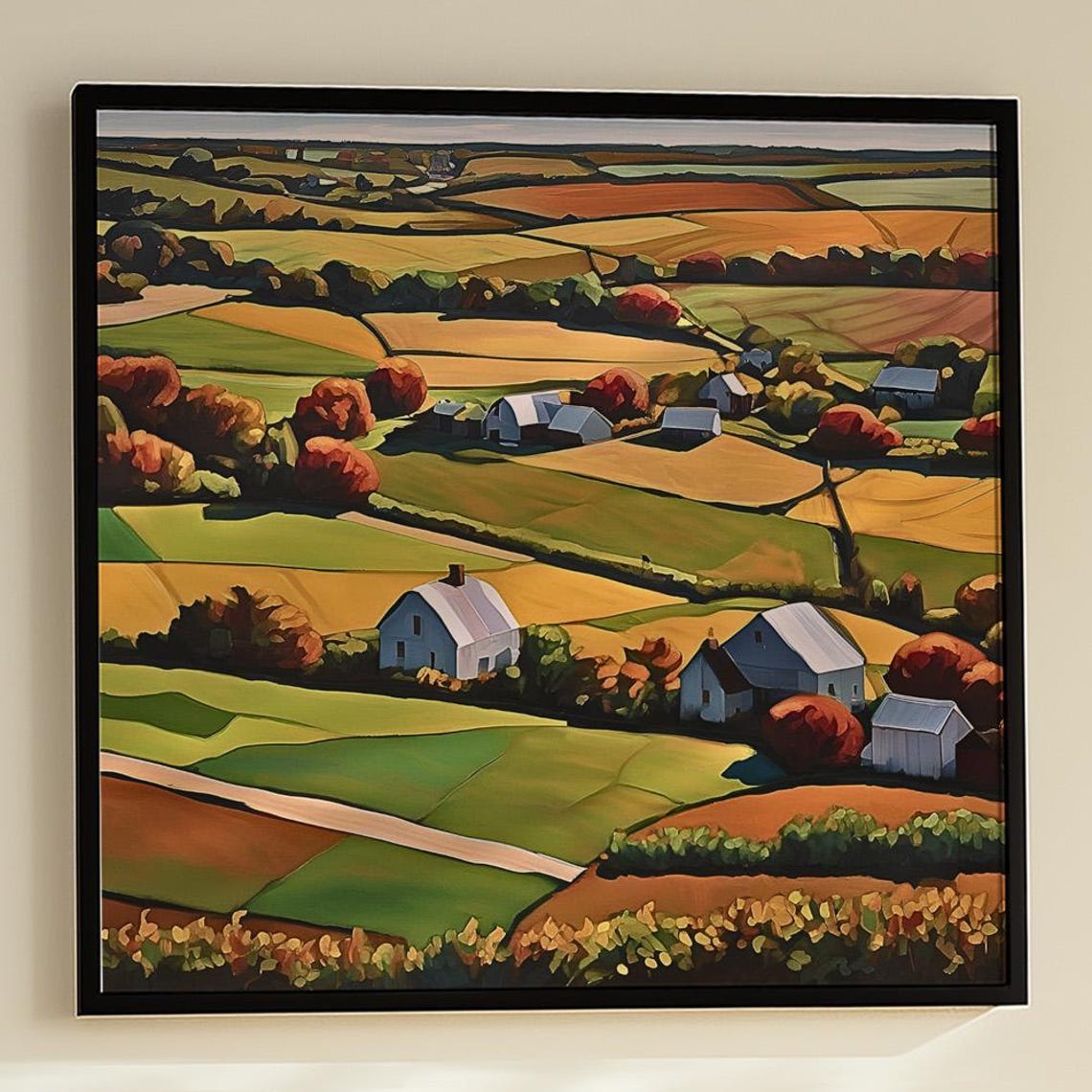Autumn Countryside Farms Art Print Framedunframed Canvas Or Poster 61
