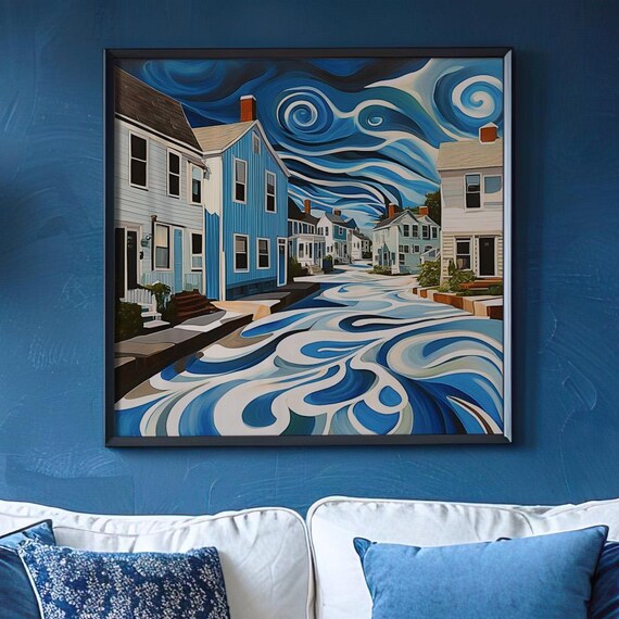 Coastal Village Swirl Art Print