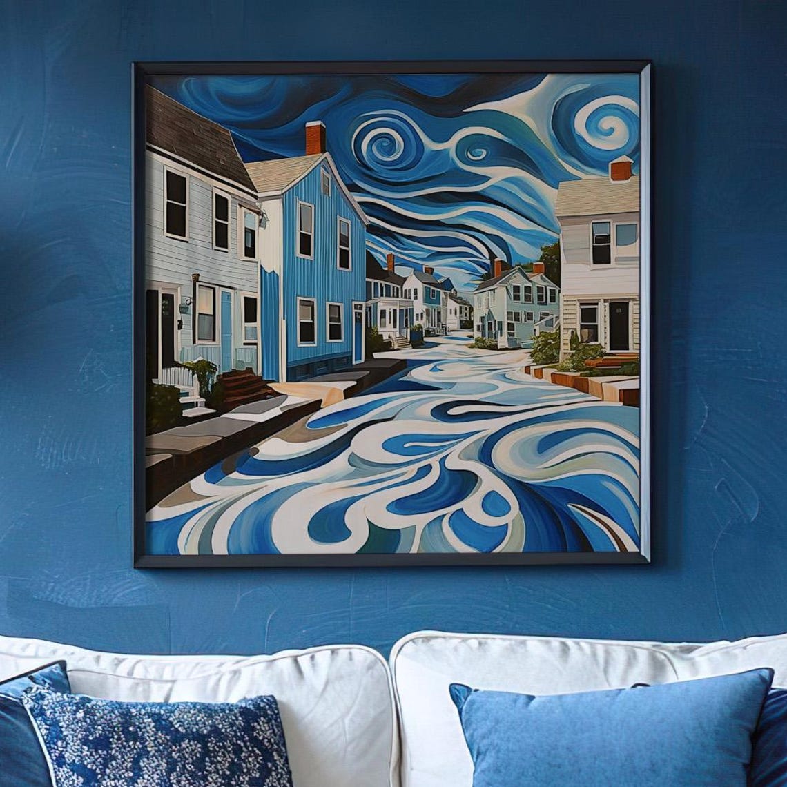 Coastal Village Swirl Art Print
