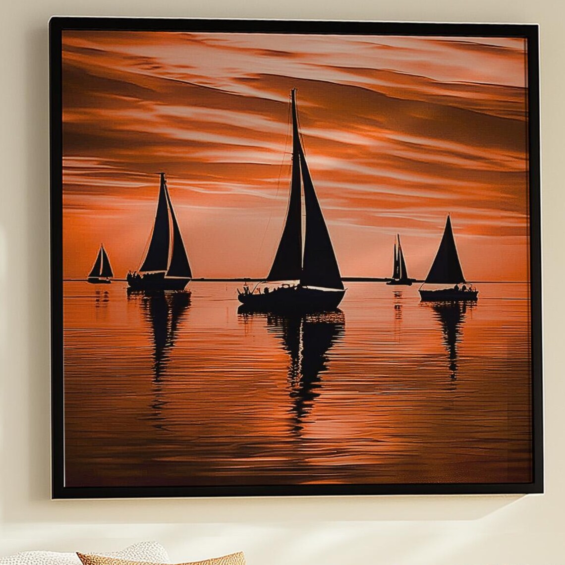 Sunset Sailboats Poster Print, Nautical Wall Art