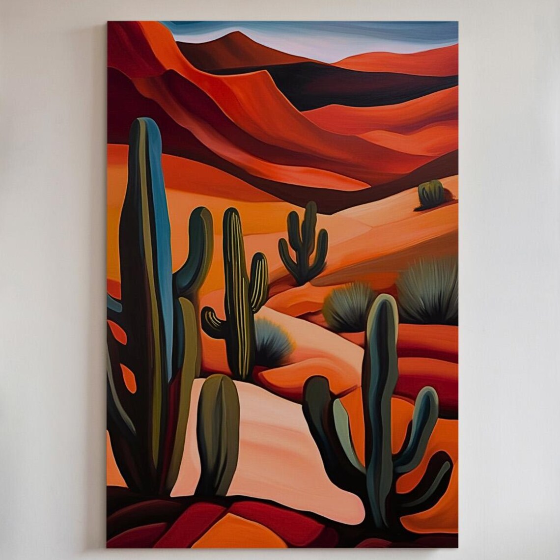 Modern Desert Landscape Art Print, Southwest Cactus