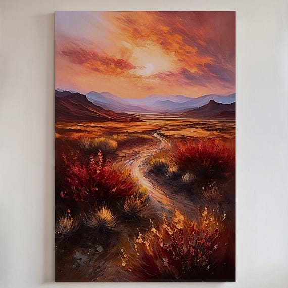 Desert Sunset Art Southwestern Landscape Framedunframed Canvas Print Or Poster 183