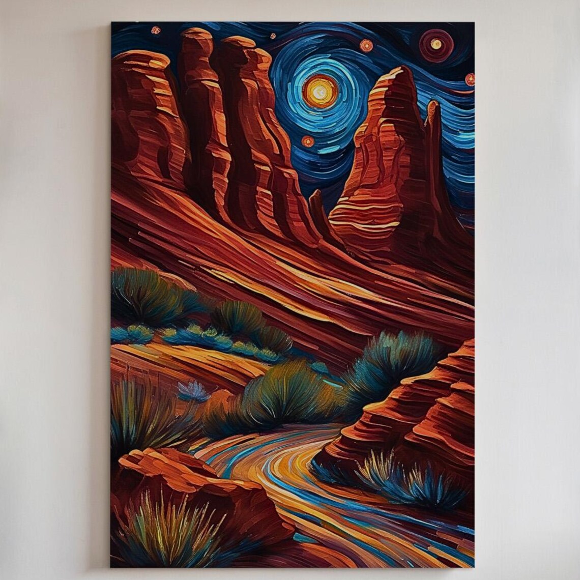 Starry Desert Canyon Poster, Southwestern Red Rock