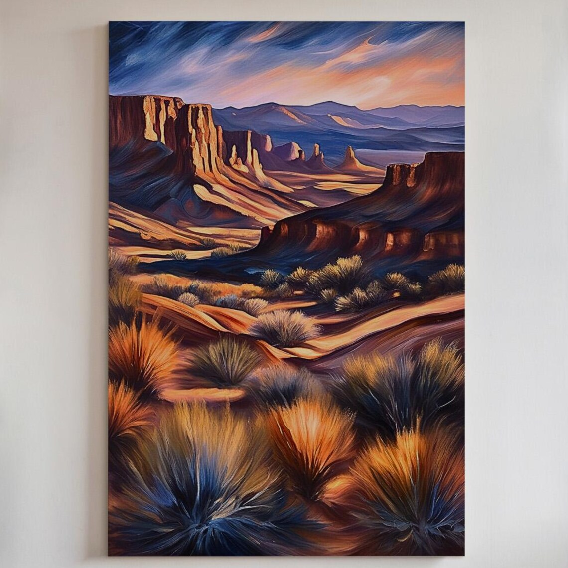 Southwestern Desert Canyon Sunset Mesas Warm Golden Landscape Poster
