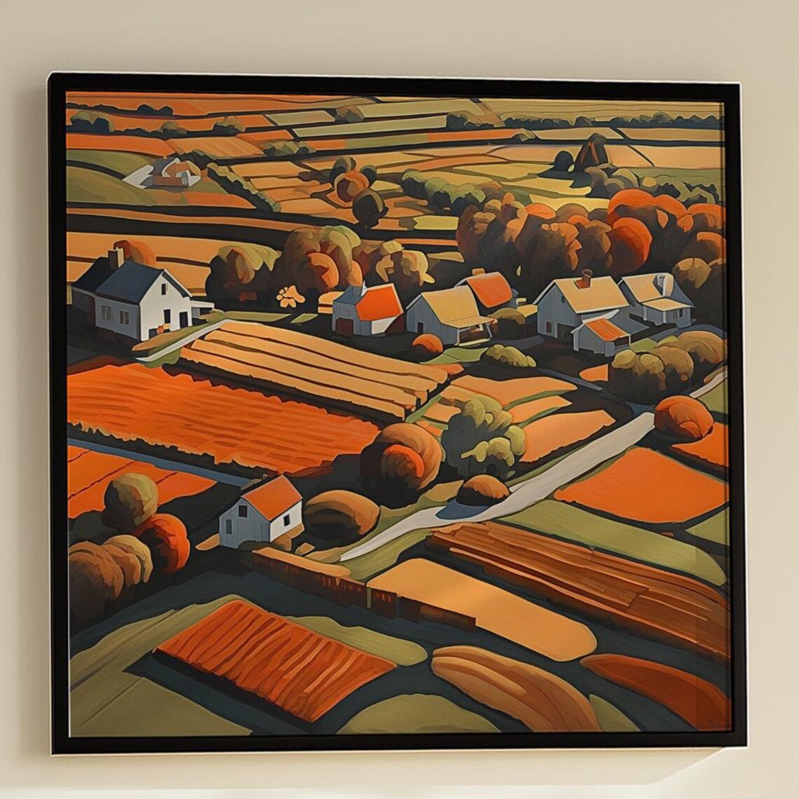 Autumn Farm Landscape, Modern Country Aerial View