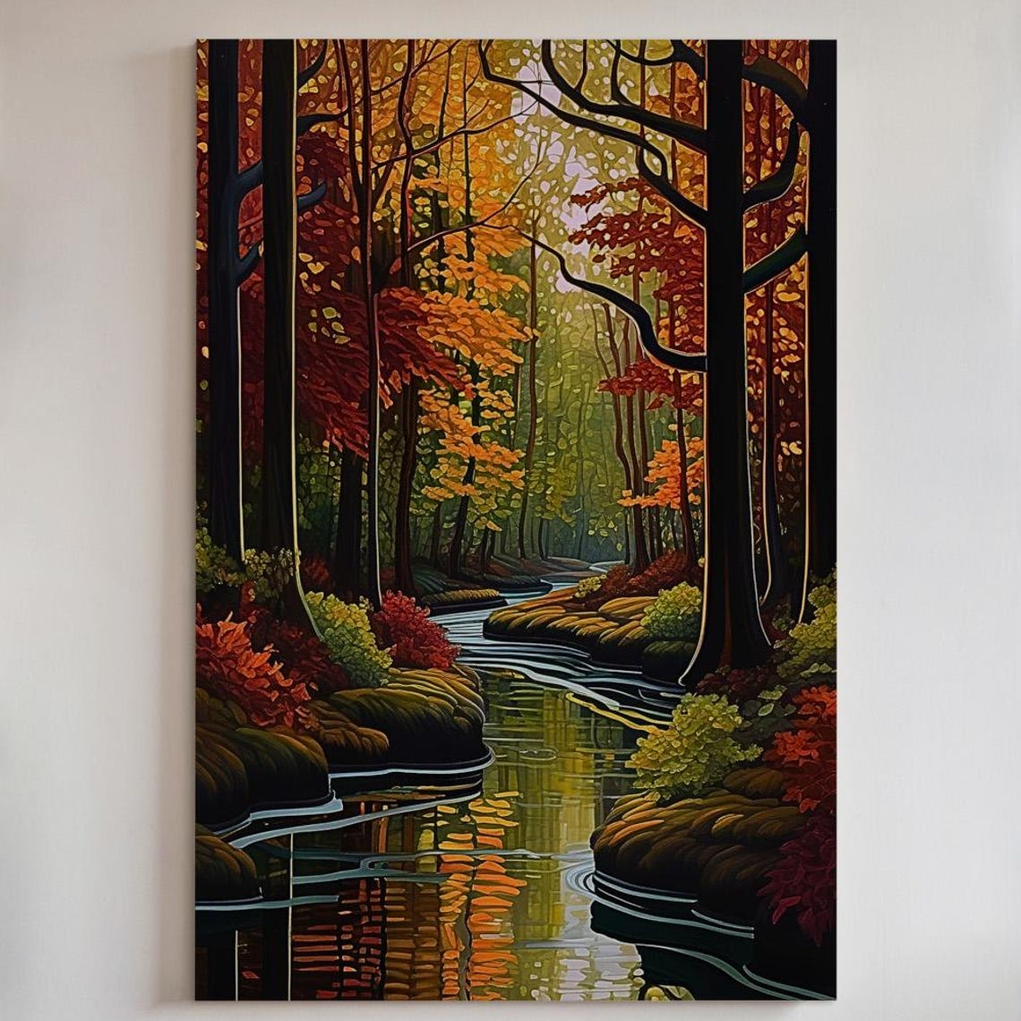 Autumn Forest Stream Wall Art Tranquil Canvas Print Or Poster 81