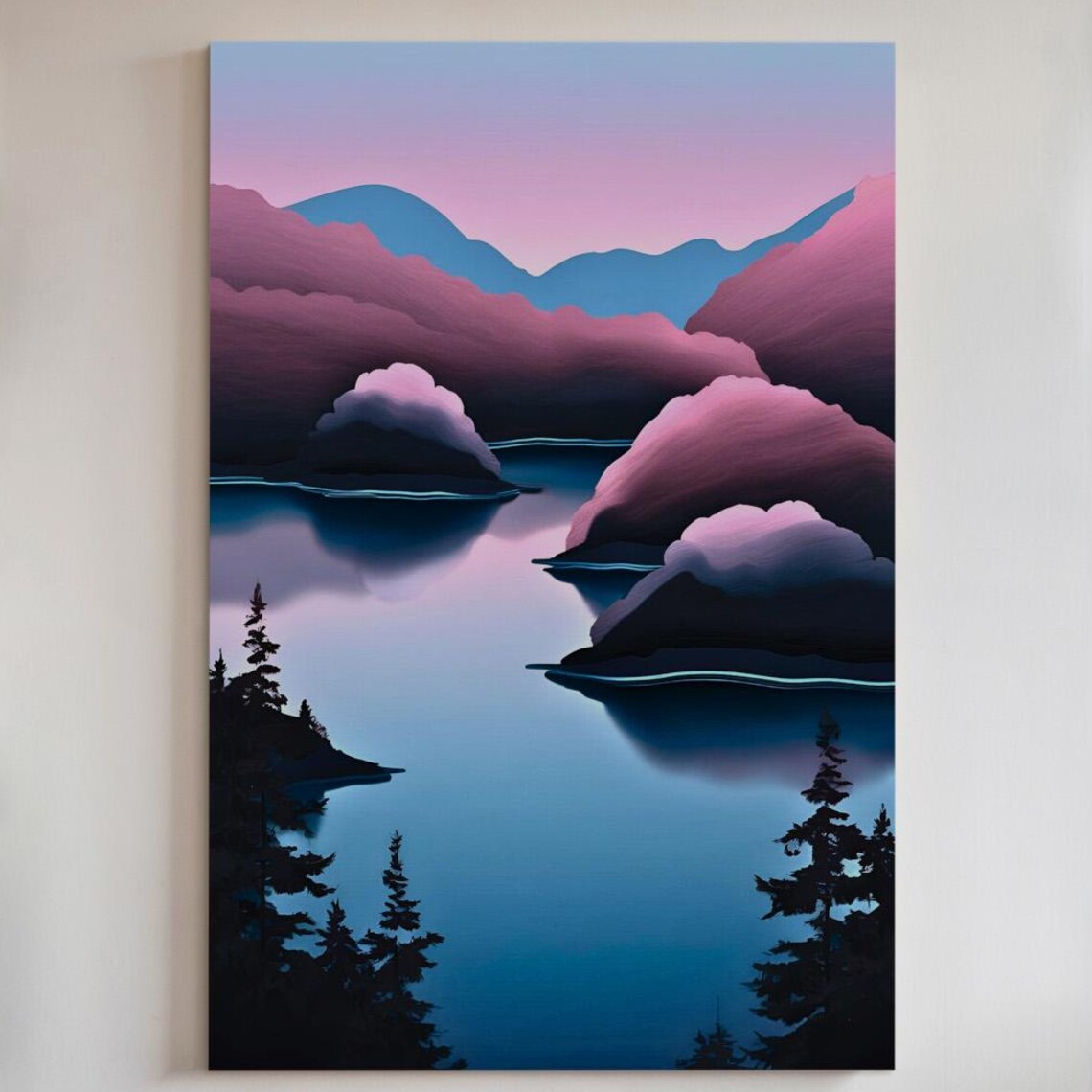 Abstract Lake, Dreamy Landscape Wall Art Print