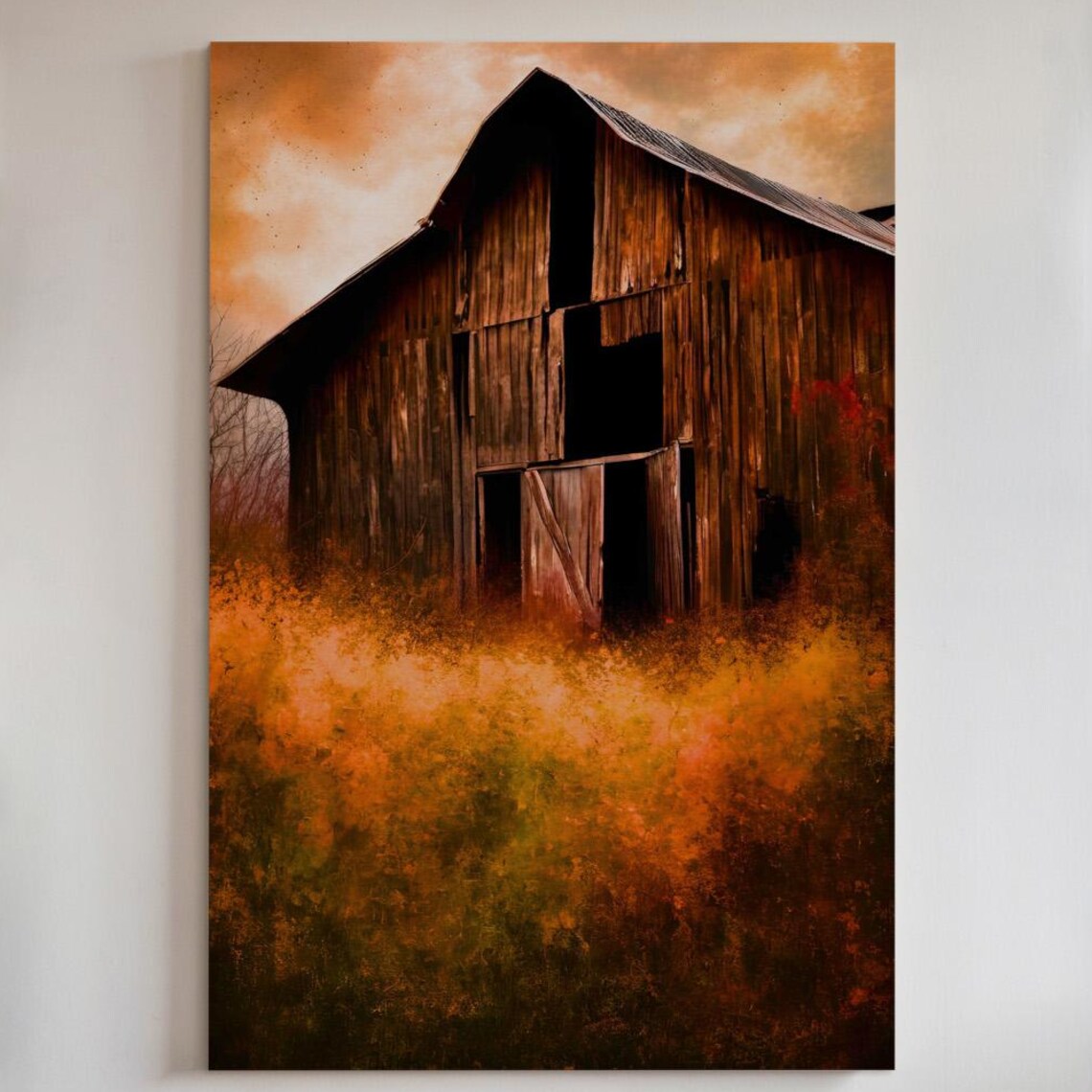 Weathered Barn Art Print, Autumn Inspired Farm Decor