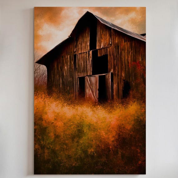Weathered Barn Art Print, Autumn Inspired Farm Decor
