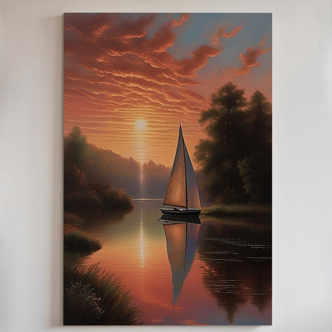 Misty Morning Sailboat Harbor Art Print