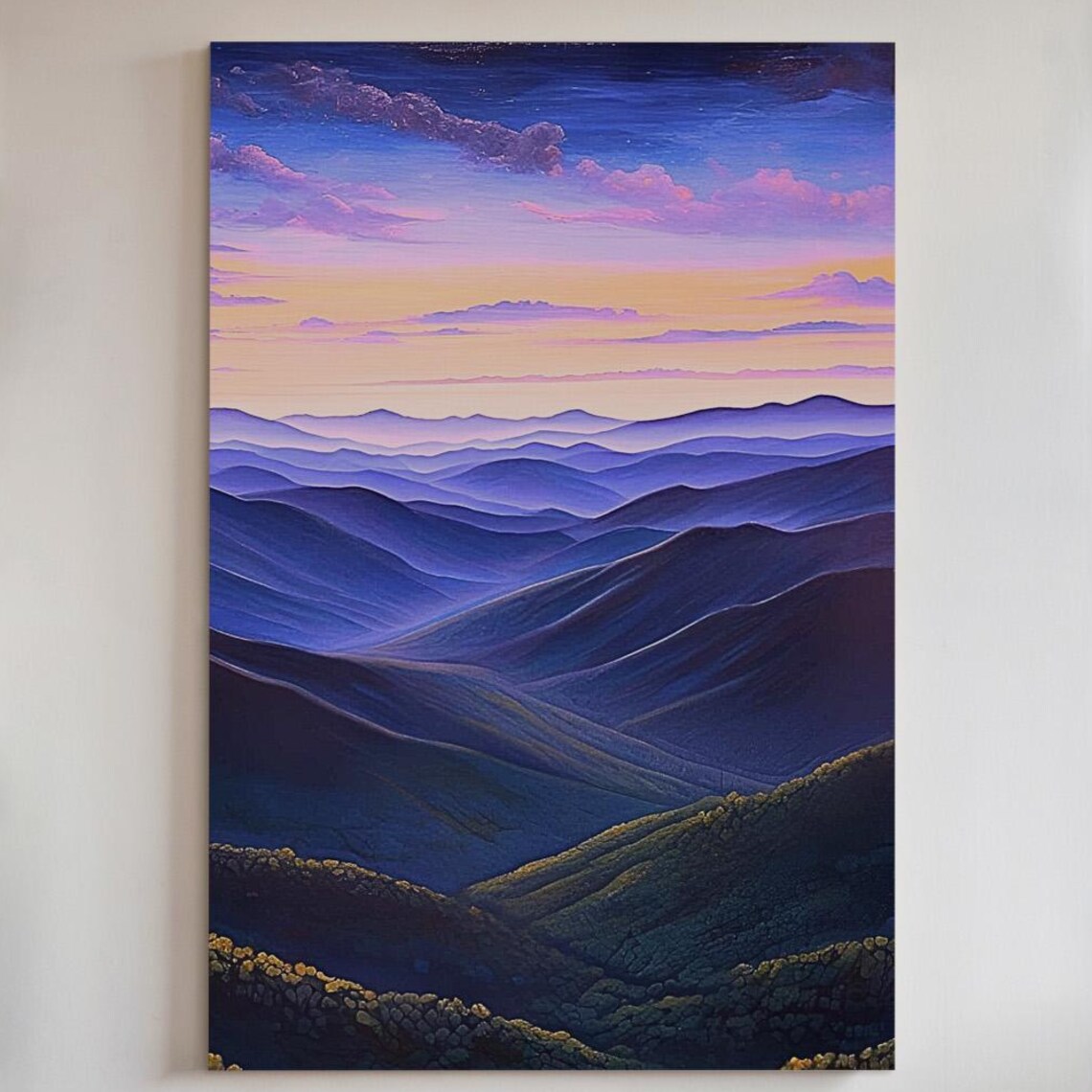 Blue Ridge Mountains Sunset Poster Purple Ridge Landscape Dusk Painting