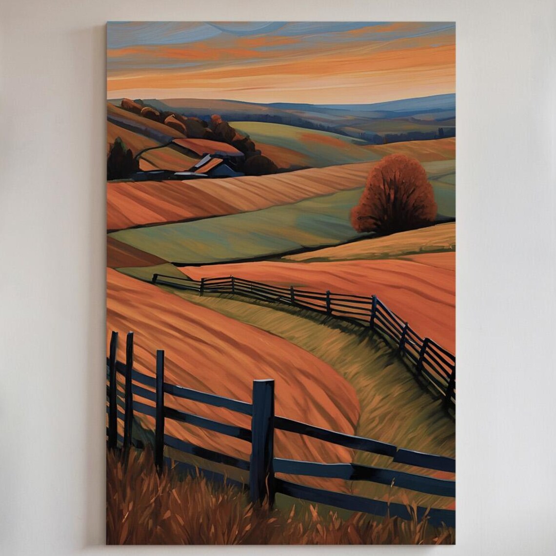 Autumn Farm Landscape, Rolling Hills Poster