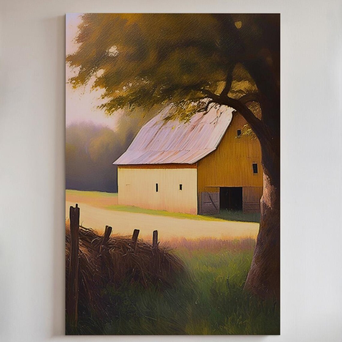 Weathered Yellow Barn Rustic Farmhouse Country Landscape Poster