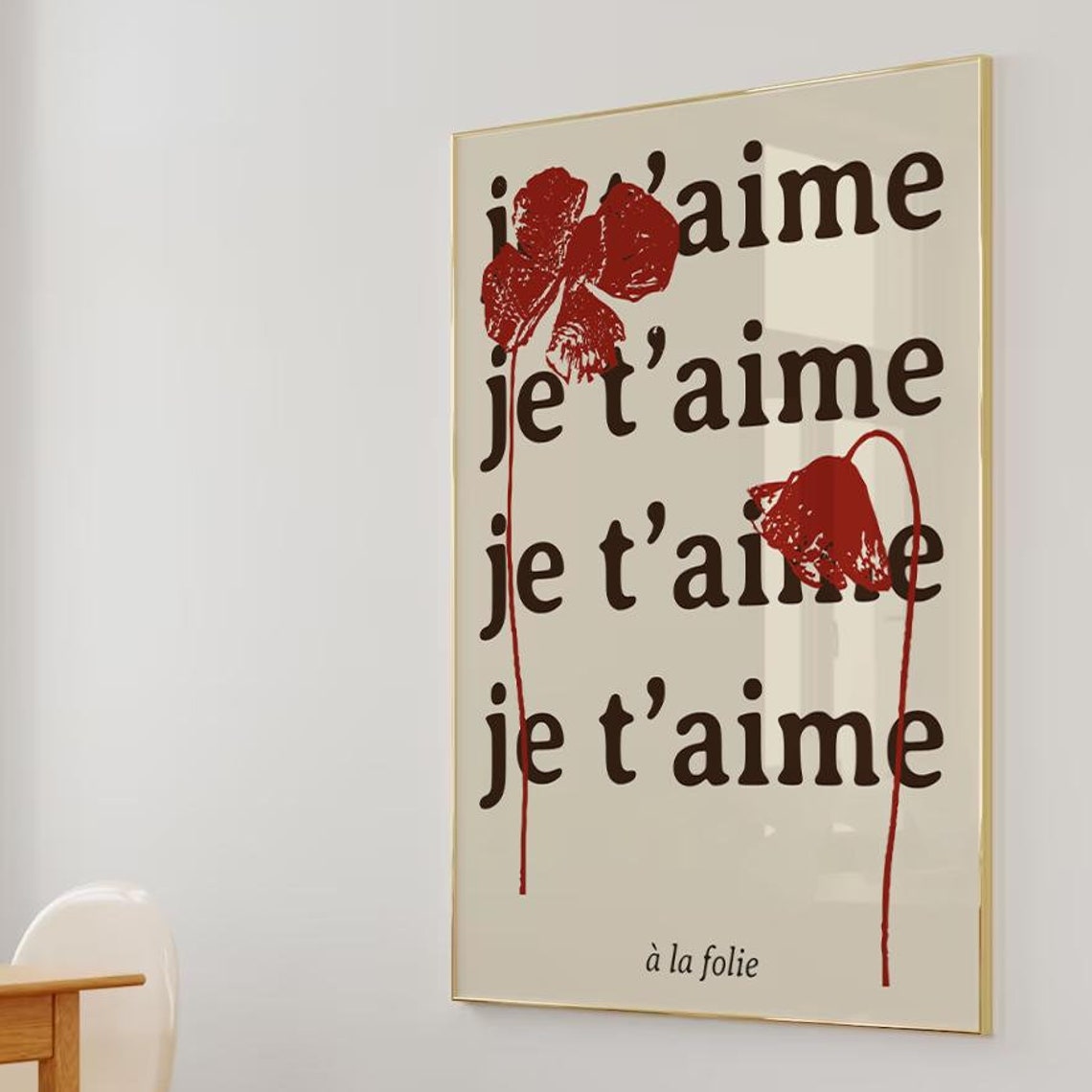Love In French Print I Love You French Vintage Art Retro Apartment Decor Cool Wall Art Girly Wall Art Positive Quotes Trendy - Image 5