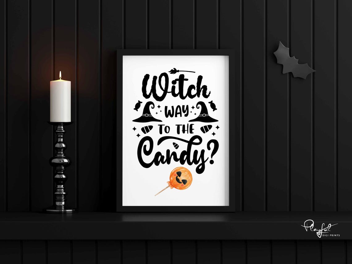 Funny Halloween Quote Set Witch Way Candy Eat Drink Be Scary Poster - Image 5
