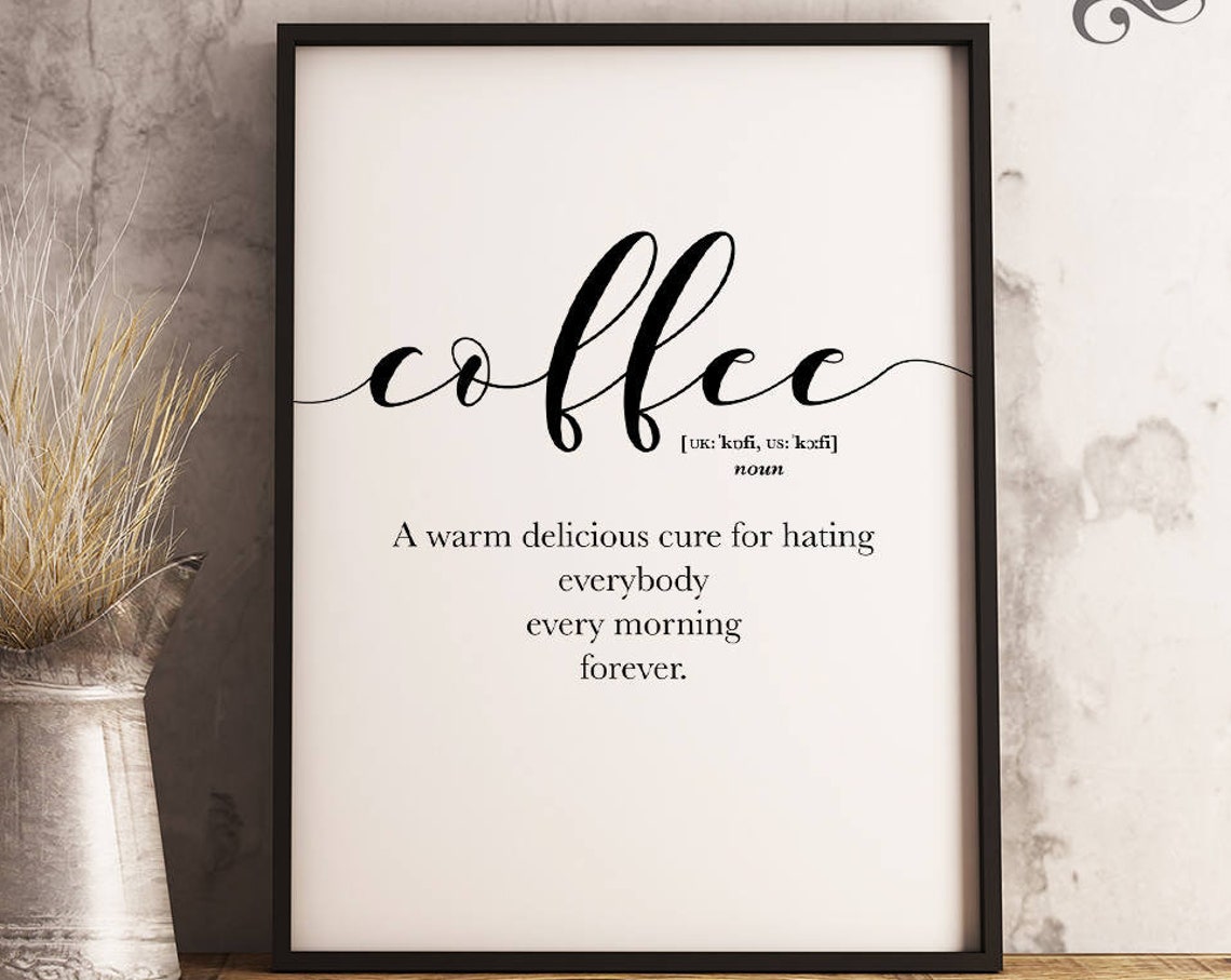 Coffee Definition Funny Morning Quote Dictionary Kitchen Poster - Image 2