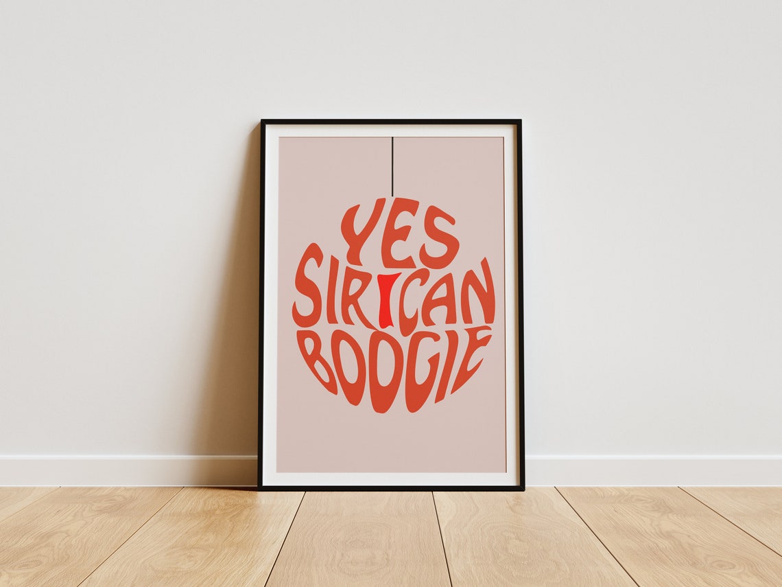 Yes Sir I Can Boogie Funky Pink Disco Ball Typography Poster Art - Image 2