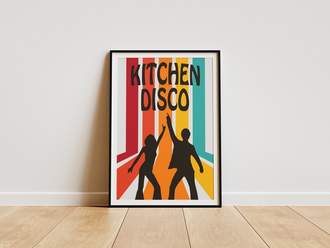Groovy Kitchen Disco Party Retro Striped Dancers Quote Poster Art - Image 4