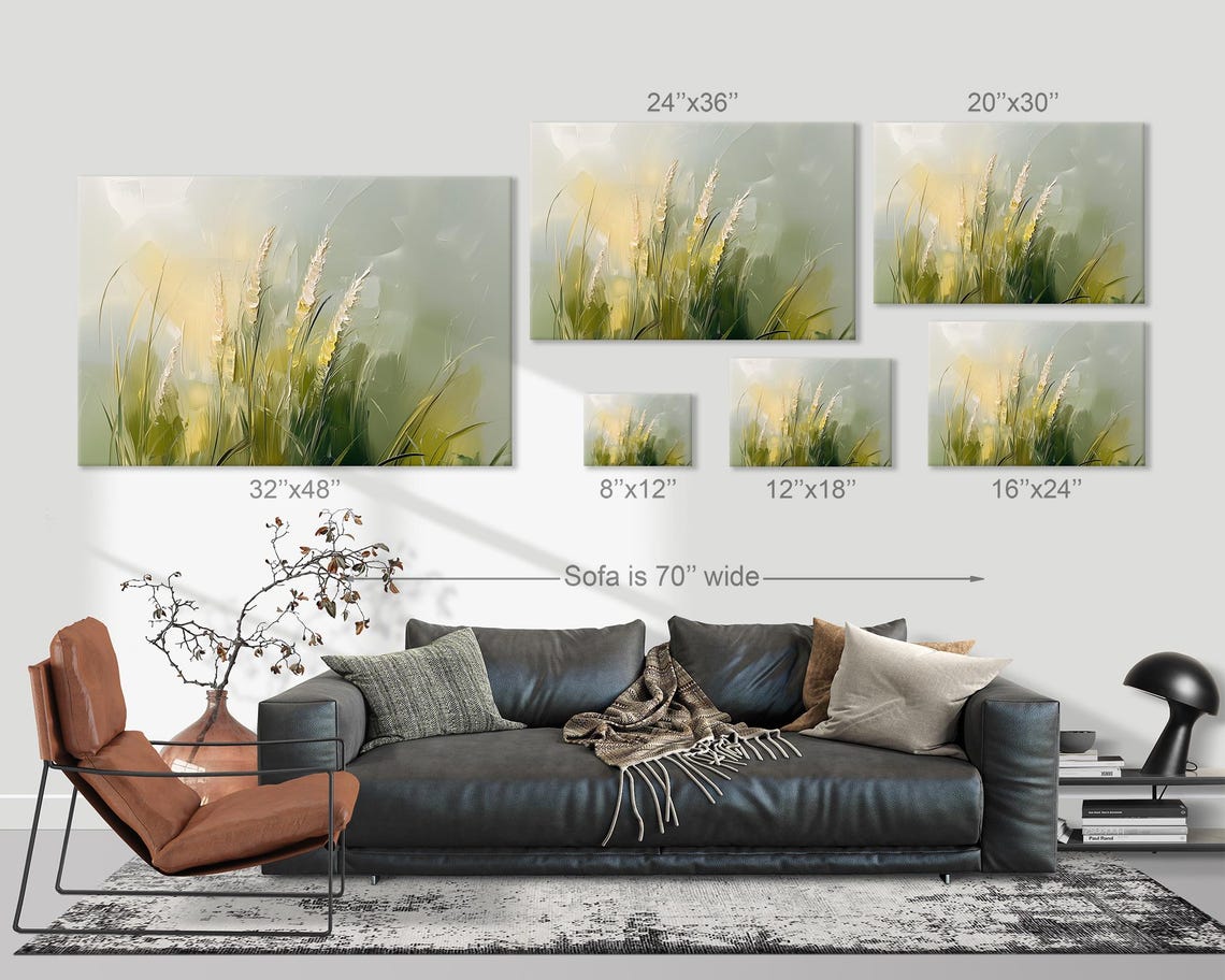 Soft Green Meadow Grass Abstract Painting Serene Decor Print - Image 3