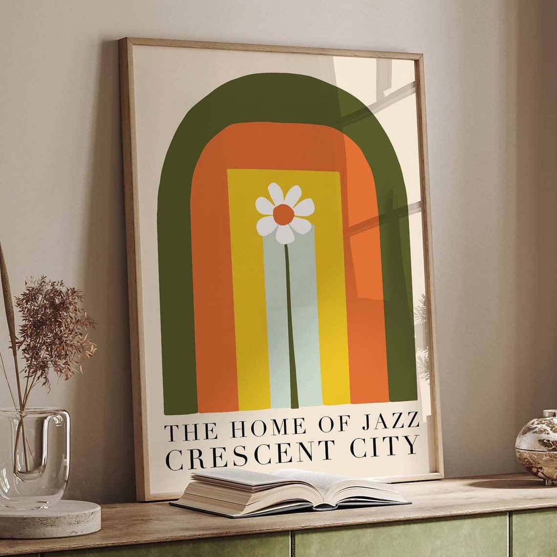 New Orleans Jazz Poster Retro Crescent City Wall Art The Home Of Jazz Art Print Modern 70s Floral Print Music Lovers Gift Airbnb Decor - Image 6