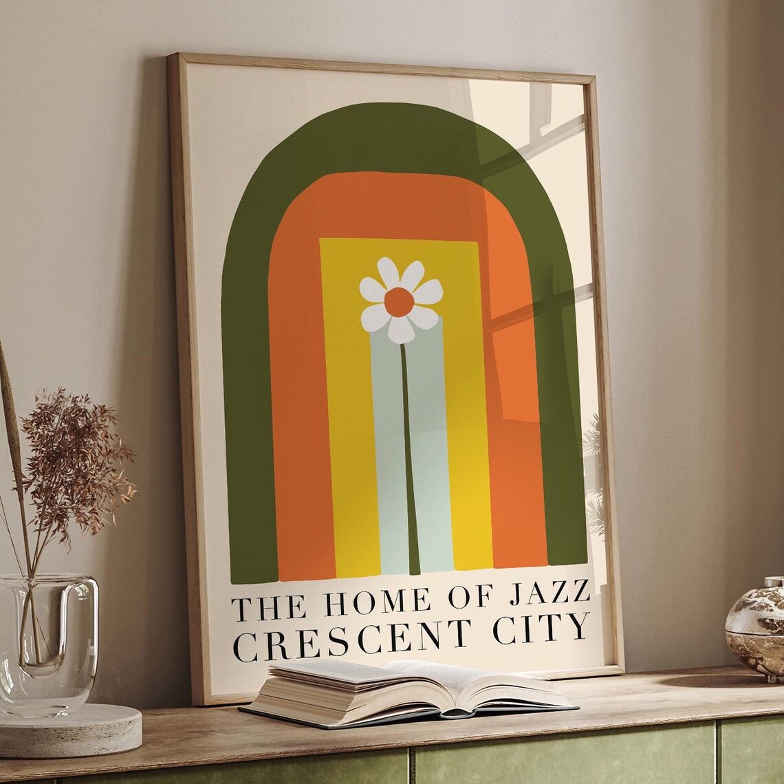 The Home of Jazz Crescent City Retro Rainbow Arch Daisy Poster - Image 6