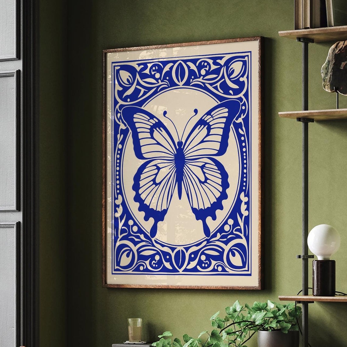 Cobalt Blue Butterfly in Ornate Rococo Frame Elegant Nature Poster - Image 5