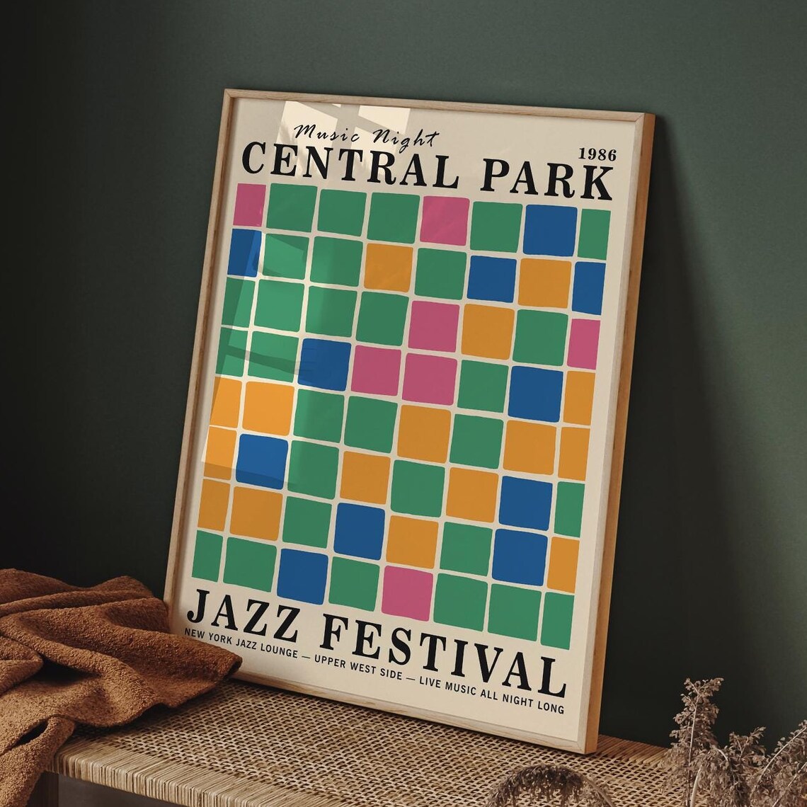 Vintage Music Night Central Park 1986 Jazz Festival Grid Poster - Image 4