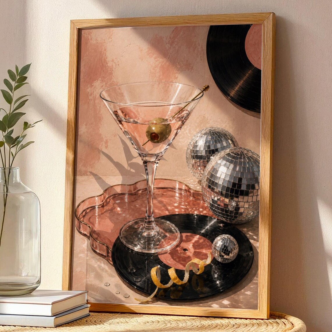 Disco Martini, Retro Cocktail Art Print