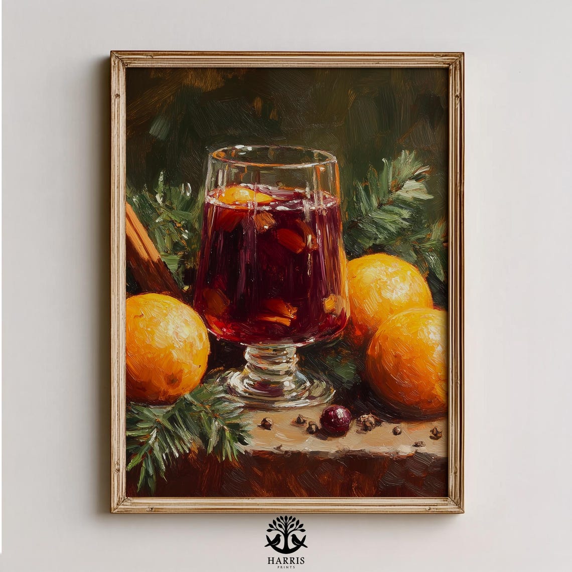 Mulled Wine With Oranges Cinnamon and Spices Cozy Holiday Poster