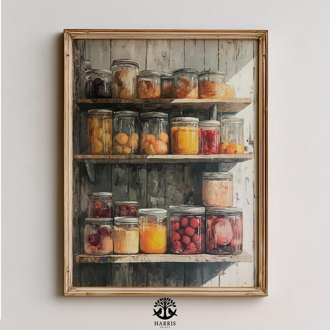 Rustic Pantry Shelves Mason Jars Of Preserves Oil Painting Print