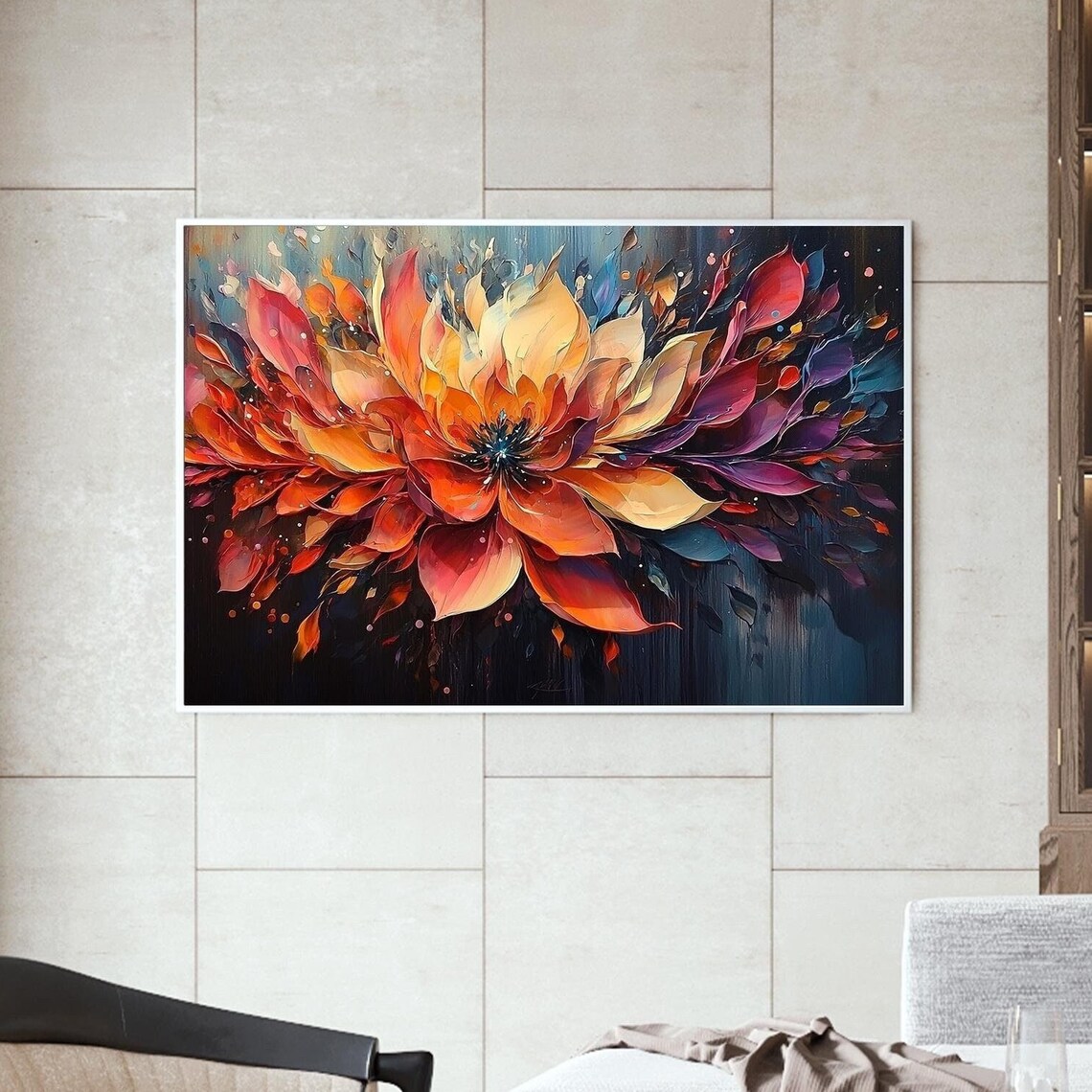 Bohemian Abstract Floral Oil Painting Art Print