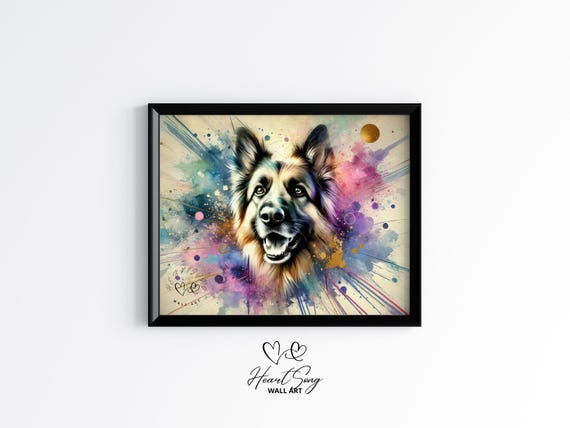 German Shepherd Dog Art Expressive Watercolor Pet Portrait Abstract Bold Painting Modern Animal Wall 45