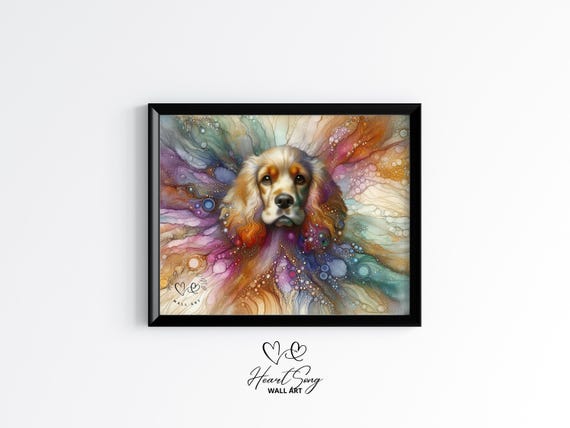 Cocker Spaniel Dog Painting Rustic Abstract Wall Art In Soft Tones With Fluid Motion For Modern Decor Lovers 852