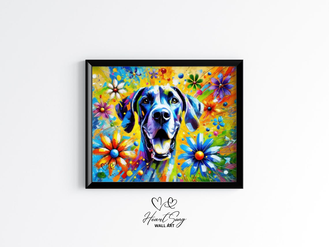 Great Dane Colorful Art Bold Dog Painting Vibrant Abstract Pet Portrait Expressive Animal Decor Artwork 101