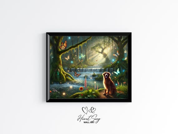 Chesapeake Bay Retriever In Enchanted Woods Mystical Dog Rustic Wall Decor Moody Pet Painting 517