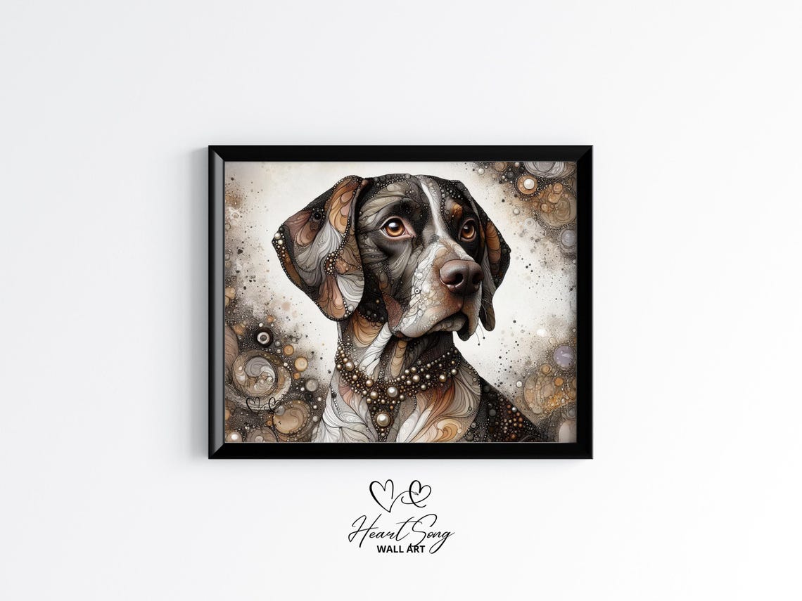 German Shorthaired Pointer Dog Painting Rustic Abstract Wall Art With Flowing Alcohol Ink Textures For Modern Decor Lovers 879