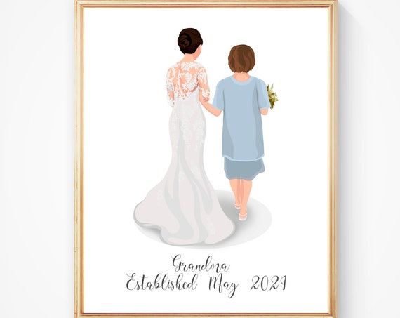 Custom Bride Walking With Grandmother Portrait Established May 2021 Poster