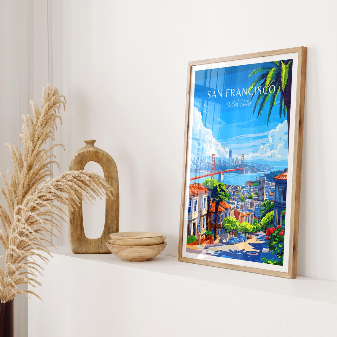 San Francisco Golden Gate Bridge Hillside Street Travel Poster - Image 2