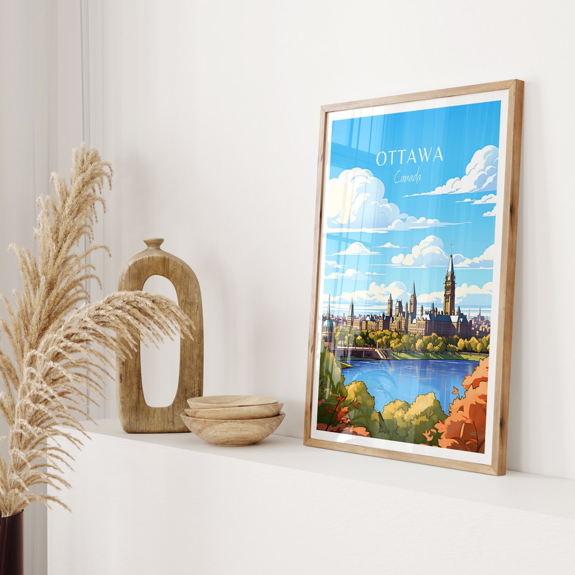Ottawa Canada Parliament Hill River Skyline Historic Travel Poster - Image 2