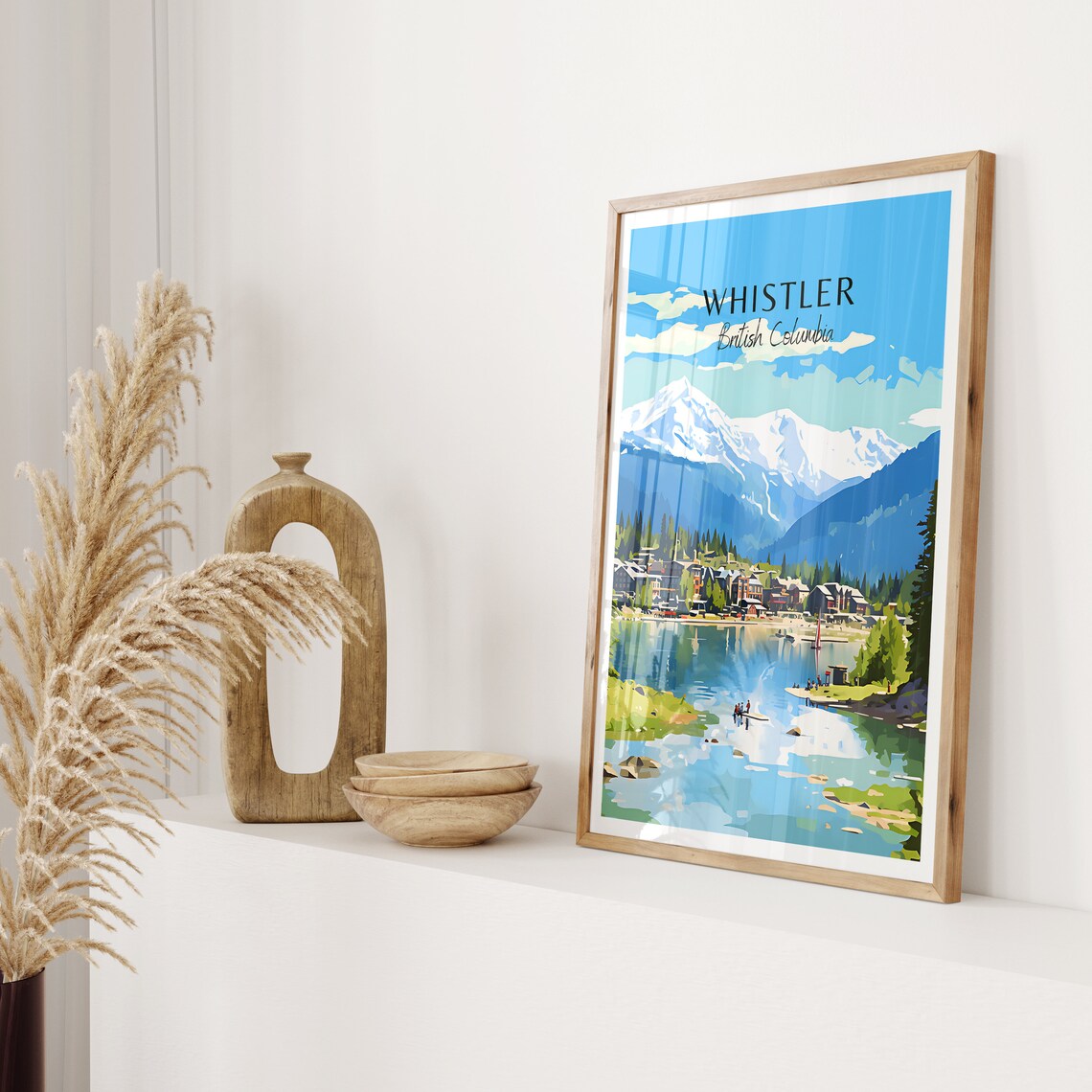 Whistler British Columbia Mountain Lake Village Vintage Travel Poster - Image 2