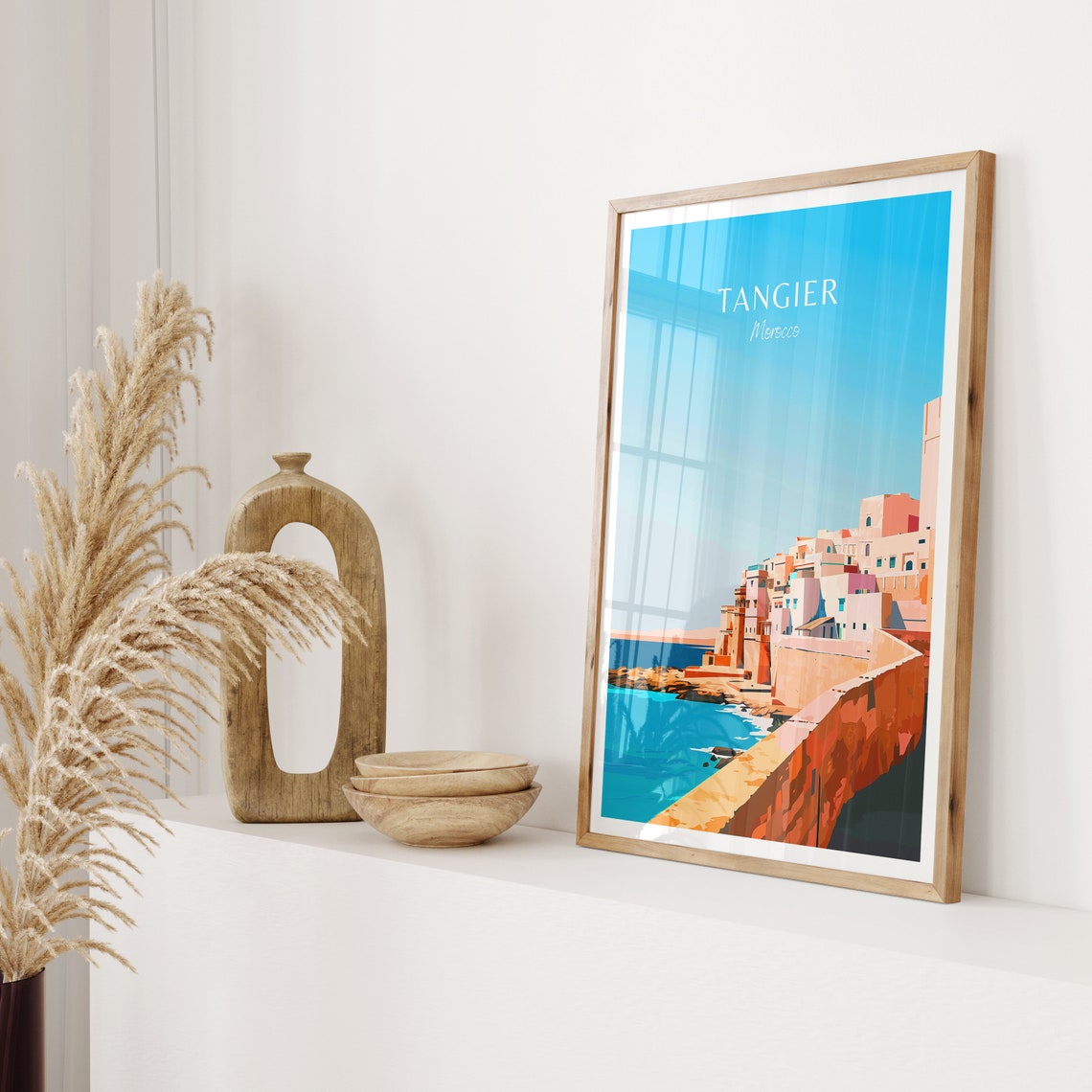 Tangier Morocco Medina Hillside Ramparts Seaside View Art Poster - Image 2