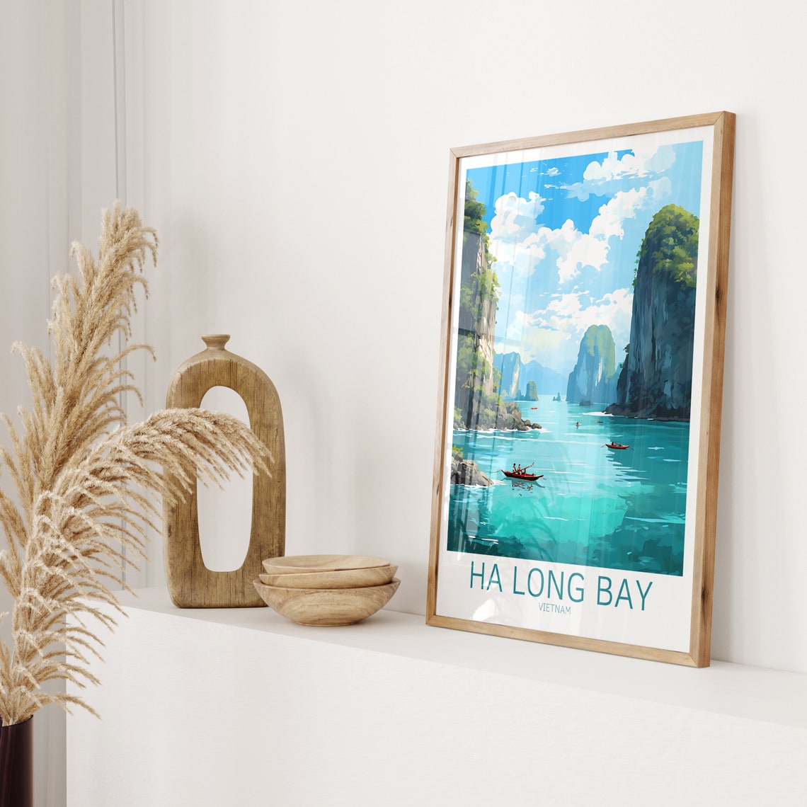 Ha Long Bay Travel Poster Vietnam Poster Ha Long Bay Vintage Poster Travel Poster Ha Long Bay Retro Poster Lake Tahoe Travel Gift Wall Art - Image 2