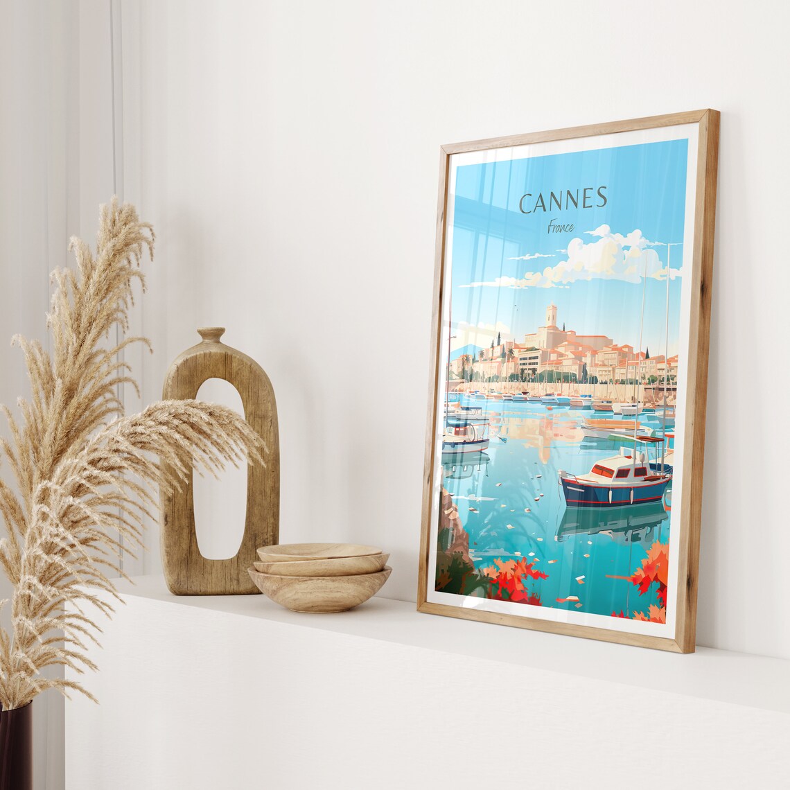 Cannes France Poster Riviera Harbor Boats Scenic Travel Decor - Image 2