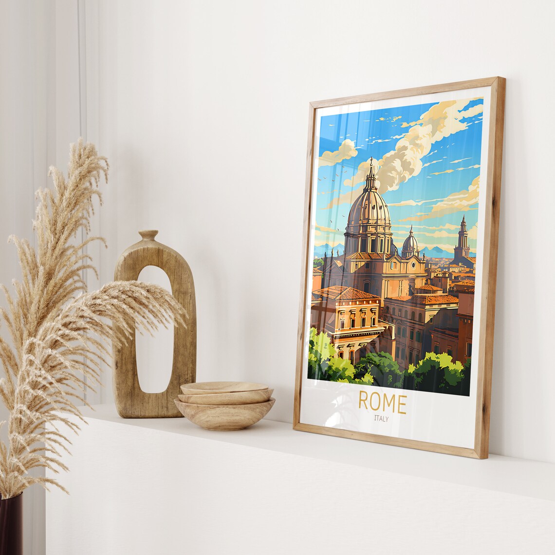 Rome Travel Poster Italy Poster Rome Vintage Poster Travel Poster Rome Retro Poster Rome Travel Gift Wall Art Print - Image 2